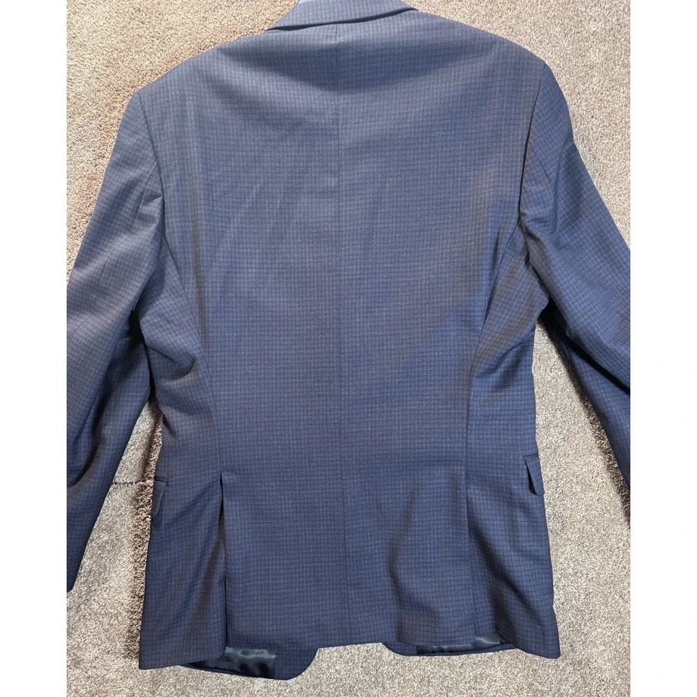 CALVIN KLEIN Mens Blue Black Check Two button Sport Coat Suit Jacket blazer 42 B